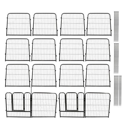 16 Panels 24x24 inch Dog Playpen Crate Fence Pet PlayPen Exercise Cage