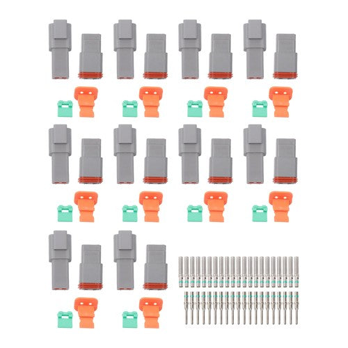 2 Pin Connector 10 Sets DT04-2P DT06-2S with Solid Contacts 14-20AWG