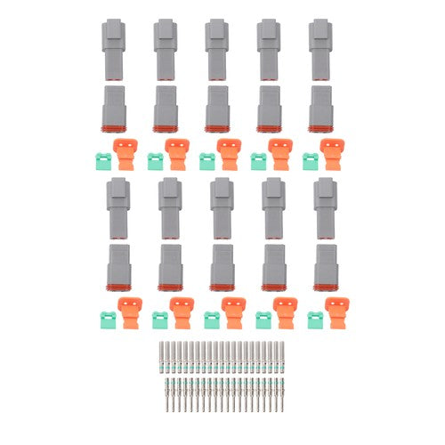 2 Pin Connector 10 Sets DT04-2P DT06-2S with Solid Contacts 14-20AWG
