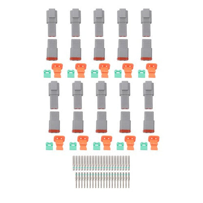 2 Pin Connector 10 Sets DT04-2P DT06-2S with Solid Contacts 14-20AWG