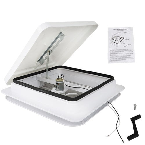 For Camper Trailer Universal White 14" × 14" RV Roof Vent Fan Kit 12V 6" Blades