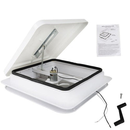 For Camper Trailer Universal White 14" × 14" RV Roof Vent Fan Kit 12V 6" Blades