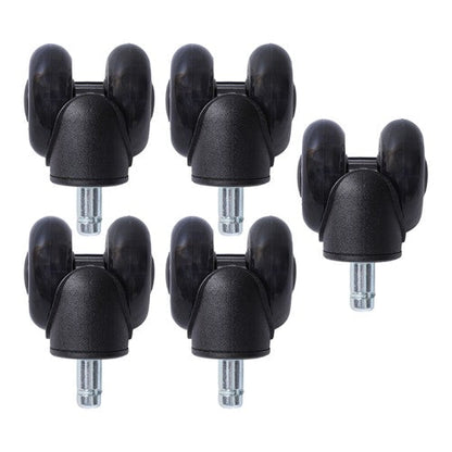 5-piece set 2" Office Chair Rubber Caster Swivel Wheels Black, 360° steering