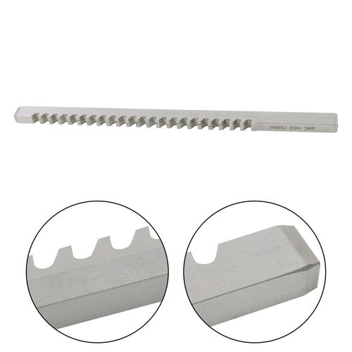 3/8" C 3/8" x 11-3/4" HSS Standard Keyway Broach With Shim LOC: 25/46"-2-1/2" US