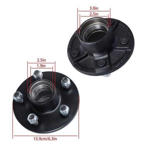 2- 5x4.75 Idler Hubs Fits 3500 lbs.#84  Bearing Kits Replace Trailer Axle