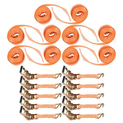 (10) 1.5" x15' 4000lb Ratchet Tie Down Cargo Straps J Hooks Heavy Duty Tie Downs