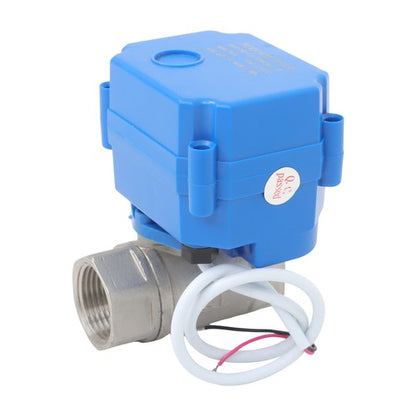 Solid Motorized Ball Valve 1in Full Port SS 9-24V AC/DC NC Auto Return