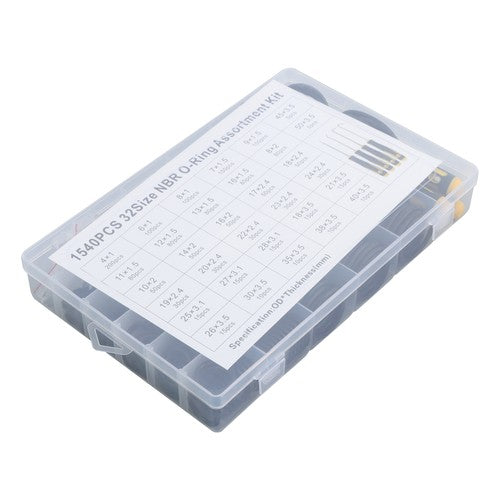 32 Size 1540 Pcs Rubber O Rings Assortment Kit with Pick and Hook Set 4mm-50mm