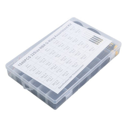 32 Size 1540 Pcs Rubber O Rings Assortment Kit with Pick and Hook Set 4mm-50mm