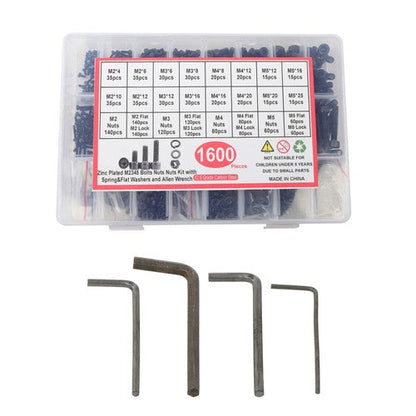 1600Pack alloy steel metric screw and nut combination kit M2 M3 M4 M5 With Box
