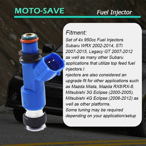 4x Dark Blue 560cc Fuel Injector For Subaru WRX / STI 16611-AA720 2.5L