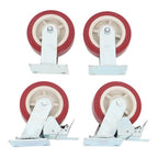 Four 6" red industrial casters 2 with brakes 2 without brakes