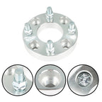 Wheel Flange 1" 4x101.6mm Hub Bore 62mm Thread Size 1/2"x20 Silver 2Pcs