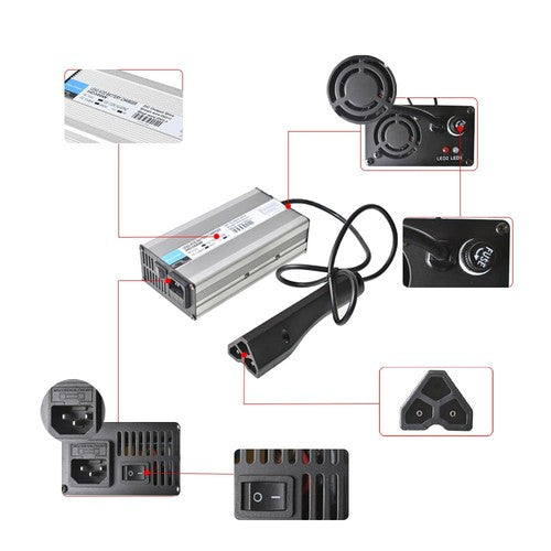 For EZGO RXV Golf Cart 48 Volt Battery Charger with 3-pin Triangular Plug New