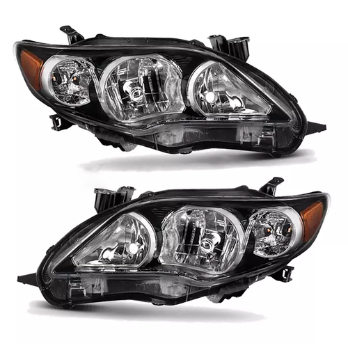 Headlights Headlamp Pair Black Housing for 2011-2013 for Toyota Corolla LE XLE