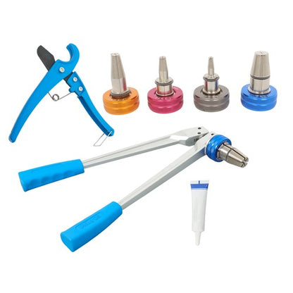 Precision Manual PEX Pipe Expander Tool Kit Expansion Heads W/ 3/8",1/2",3/4",1"