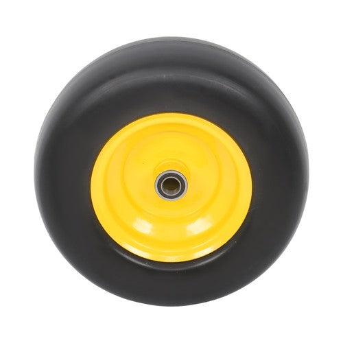 2Pcs 13x5.00-6 Flat Free Lawn Mower Tire And Wheel Solid Smooth Tread Yellow Rim