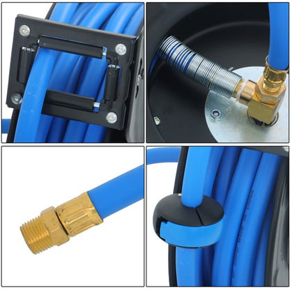 1/2" x 50' Max 300PSI Premium Rubber Hose, Heavy Duty Steel Air Hose Reel