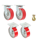 4 Pack Swivel Caster Wheels 6" × 2" Polyurethane 4800Lbs (2 Swivel & 2 Rigid)