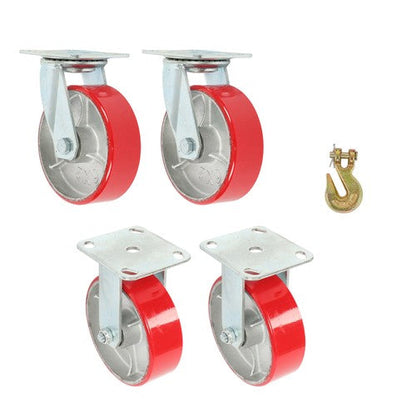 4 Pack Swivel Caster Wheels 6" × 2" Polyurethane 4800Lbs (2 Swivel & 2 Rigid)