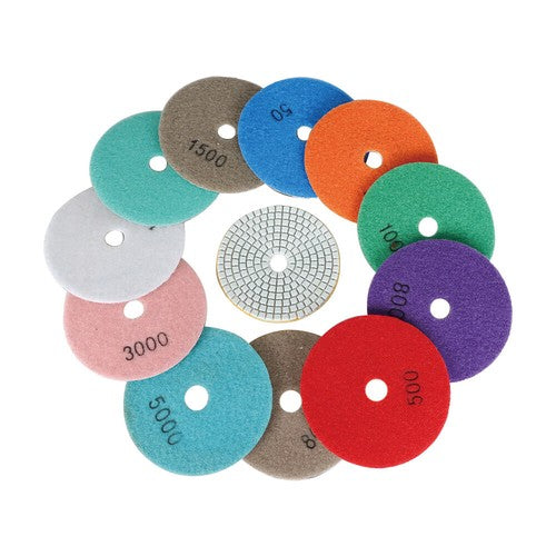 14 Pack 4 Inch Diamond Polishing Pads Kit with 2PCS 5/8’’-11 Backer Pad