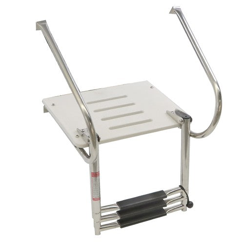 USA 3-step Stainless Steel Ship Ladder With Platform Marine With Telescoping