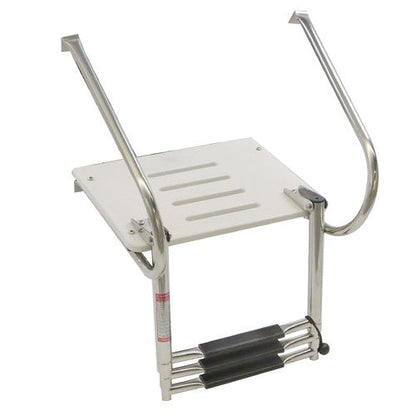 USA 3-step Stainless Steel Ship Ladder With Platform Marine With Telescoping
