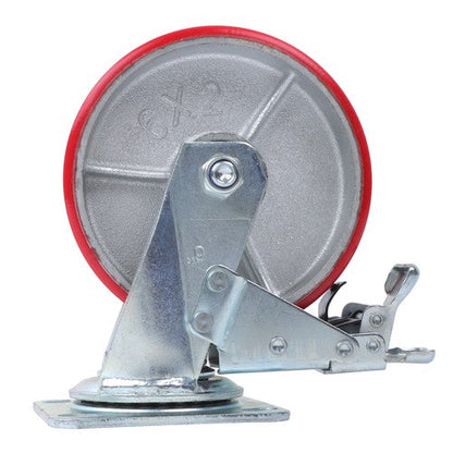 1 x 6' Heavy Duty Metal CASTERS  Construction Red With Brakes