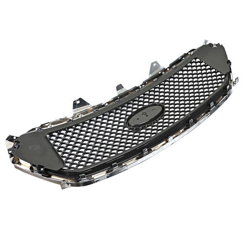 Mesh Front Upper Bumper Grille Plastic Chrome Frame For Ford Taurus 2013-2019