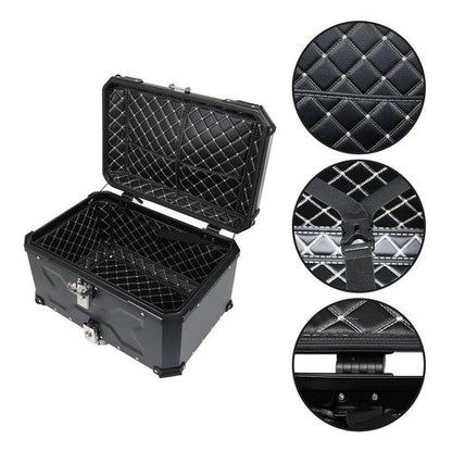 65L Black Motorcycle Tour Tail Box With Security Lock Waterproof Top Case