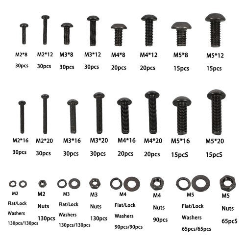 1625PCS Screws Bolts and Nuts Assortment Kit, M2 M3 M4 M5 Nut Bolt Assortment