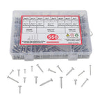550Pack 304 Stainless steel wood screws kits countersunk #4 #6 #8 #10 #12 W/Box