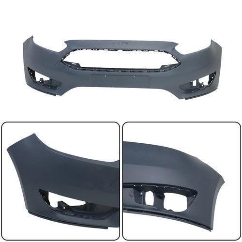 Chrome Black Complete Front Bumper Cover+Grill Set For Ford Focus 2015-2018