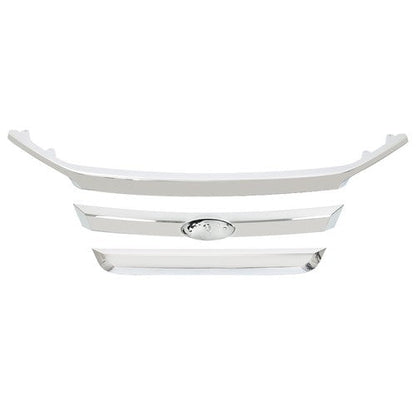 For Ford Fusion Chrome 2010-2012 Front Upper Grill Grille Molding Trim Set 3Pcs