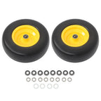 2Pcs 13x5.00-6 Flat Free Lawn Mower Tire And Wheel Solid Smooth Tread Yellow Rim