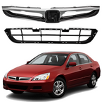Fit For 2006-2007 Honda Accord 4DR Sedan Front Upper Grill & Lower Grille 2pcs