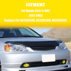 Fit 2001-2003 Honda Civic Sedan Front Mesh Grille Grill & Yellow Lens Fog Lights