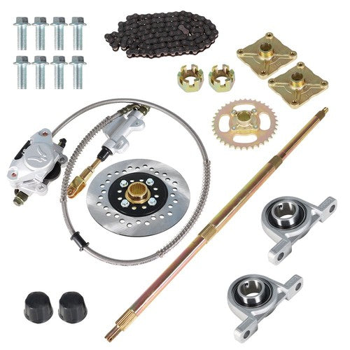 For Go Kart Rear Live Axle Kit, Brake Assembly,Sprocket & Hub,Hub Drift Trike