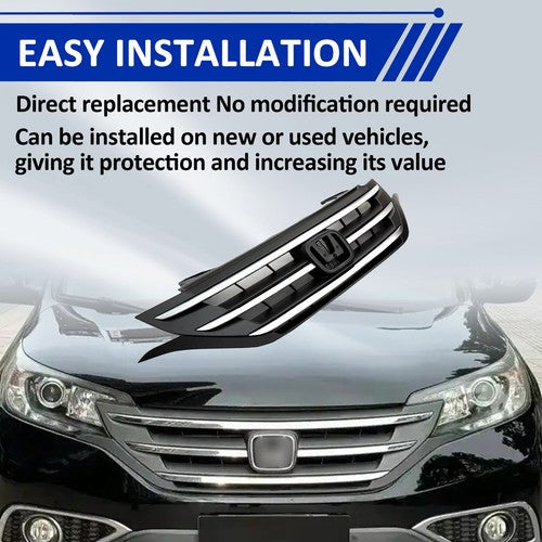 ZZ2V00502 Front Bumper Upper Grille Grill w/Chrome Trim for Honda CRV 2012-2014