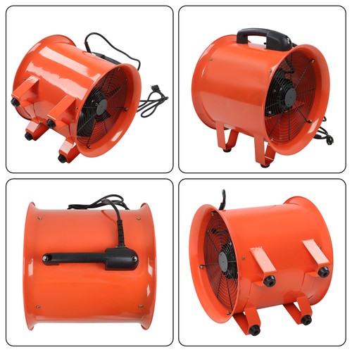Industrial Portable Blower Steel Orange 520W 2300CFM 3300RPM 12' 32.8ft Ducting