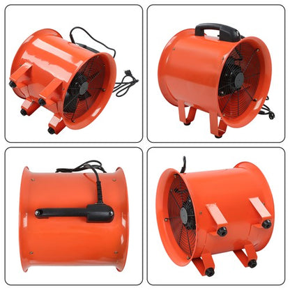Industrial Portable Blower Steel Orange 520W 2300CFM 3300RPM 12' 32.8ft Ducting