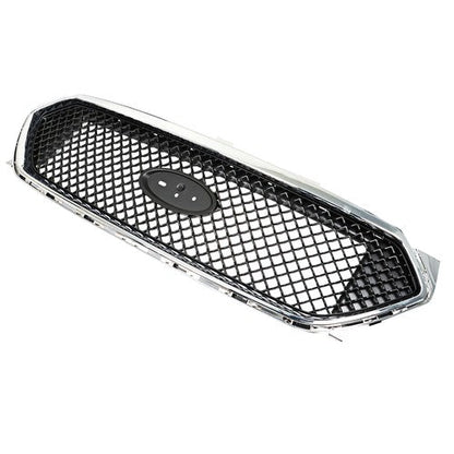 Mesh Front Upper Bumper Grille Plastic Chrome Frame For Ford Taurus 2013-2019