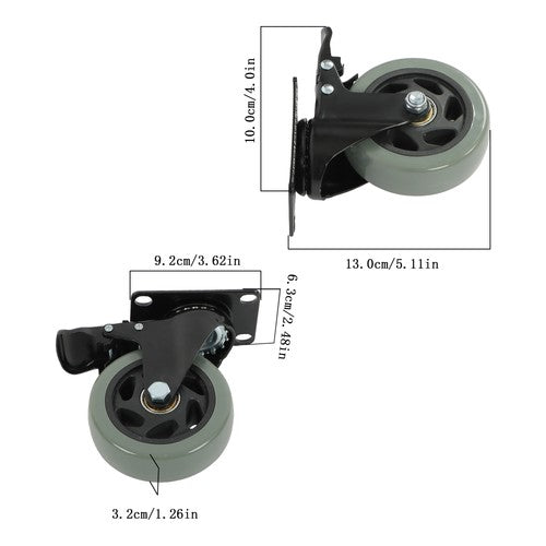 4 Pack Grey 4 Inch Swivel Caster Wheels Heavy Duty With brake