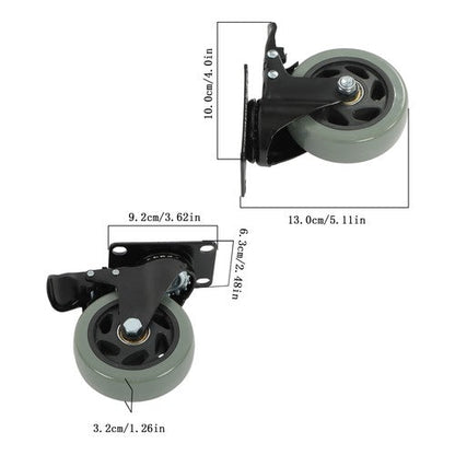 4 Pack Grey 4 Inch Swivel Caster Wheels Heavy Duty With brake