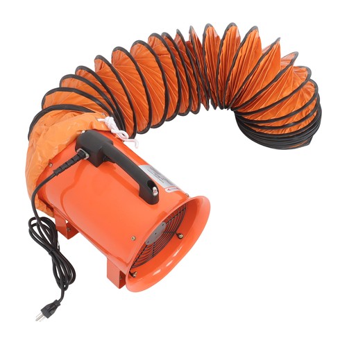 Portable Blower Steel 8 Inch, 900CFM 180W Industrial Orange 16.4ft Ducting