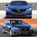 Fit 2019-21 Honda Civic Sedan Matte Mesh Front Bumper Glossy Black Grille Grill