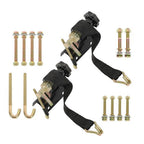 2 × Ladder Rack Ratchet Straps w/ J-Hook 1.5"×7.5' Black Retractable Ratchet Tie