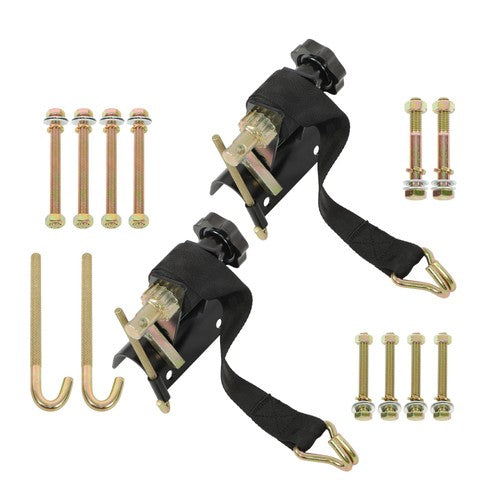 2 × Ladder Rack Ratchet Straps w/ J-Hook 1.5"×7.5' Black Retractable Ratchet Tie