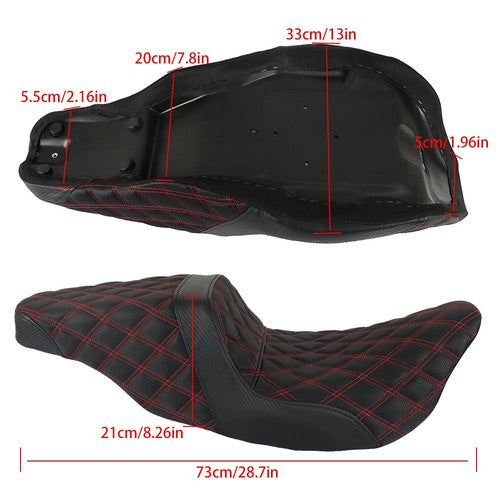 Red Lattice Stitch Carbon Fiber Gripper Step 2 Up Seat For Touring 2008-2020