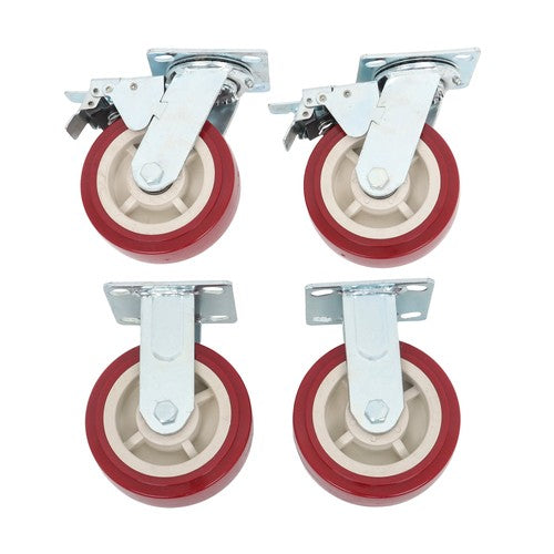 Four 6" red industrial casters 2 with brakes 2 without brakes